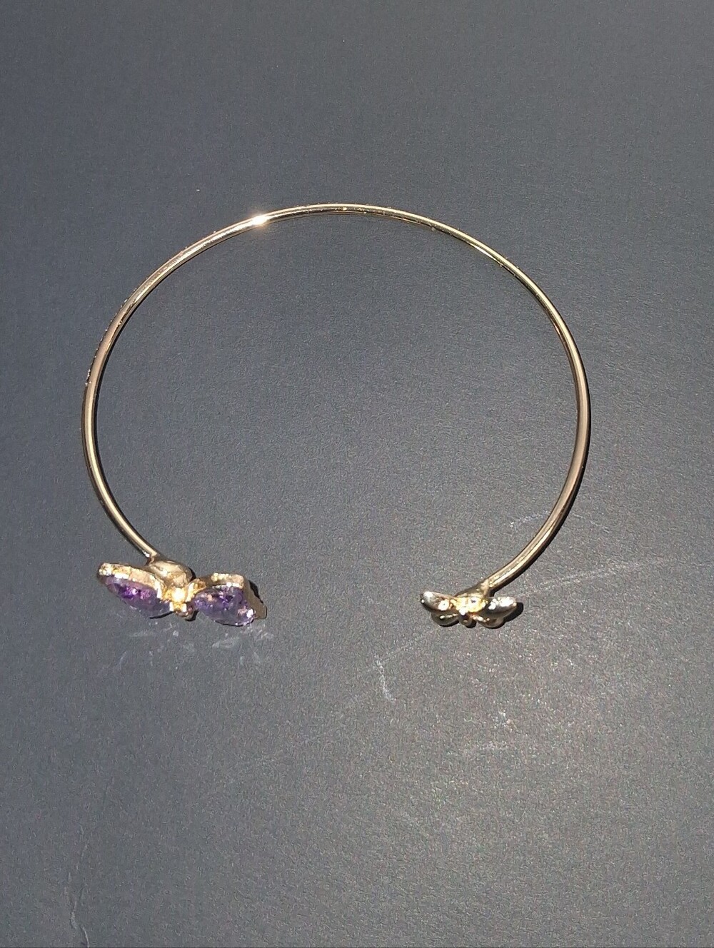 Gold Butterfly Cuff Bracelet with Purple Crystals - Picture 3 of 3